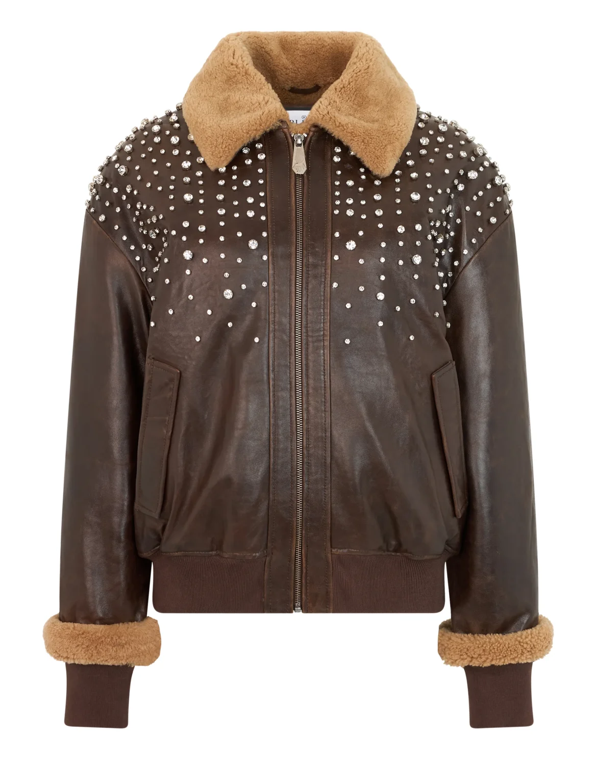 Aviator Bomber Jacket Sewing Stones, цвет: Коричневый