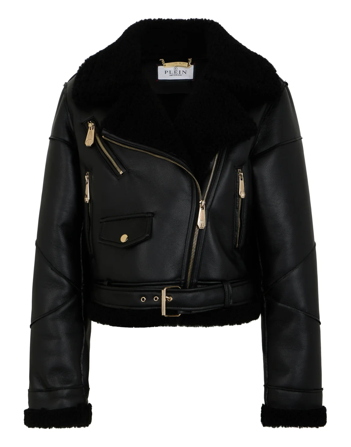 Eco Shearling Regular Fit Biker Jacket, цвет: Черный