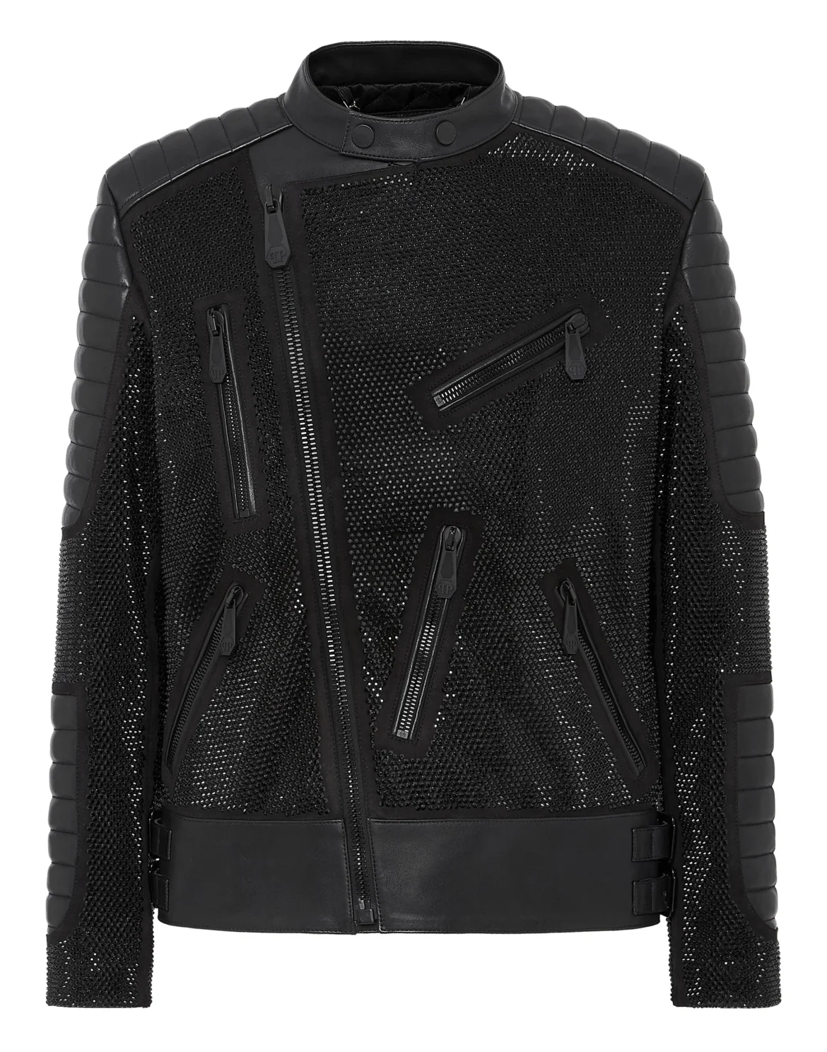 Leather Disco Biker Jacket Crystals, цвет: Черный