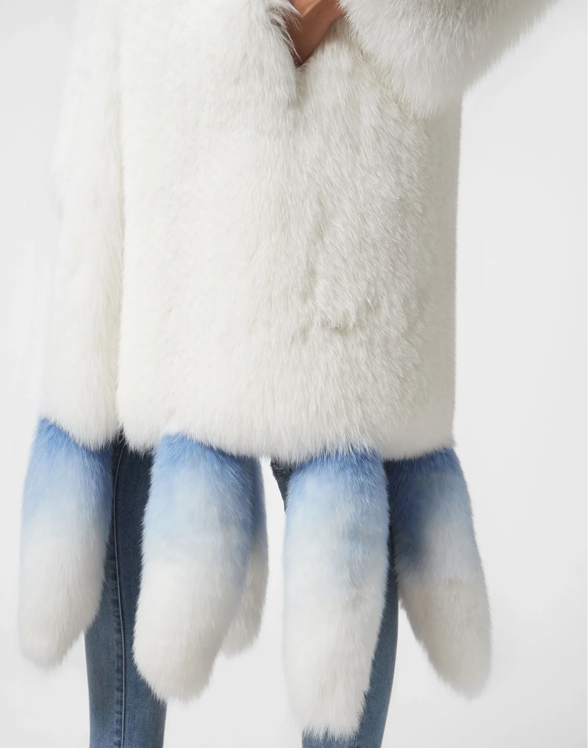 LONG SILVER FOX COAT, цвет: Мультиколор