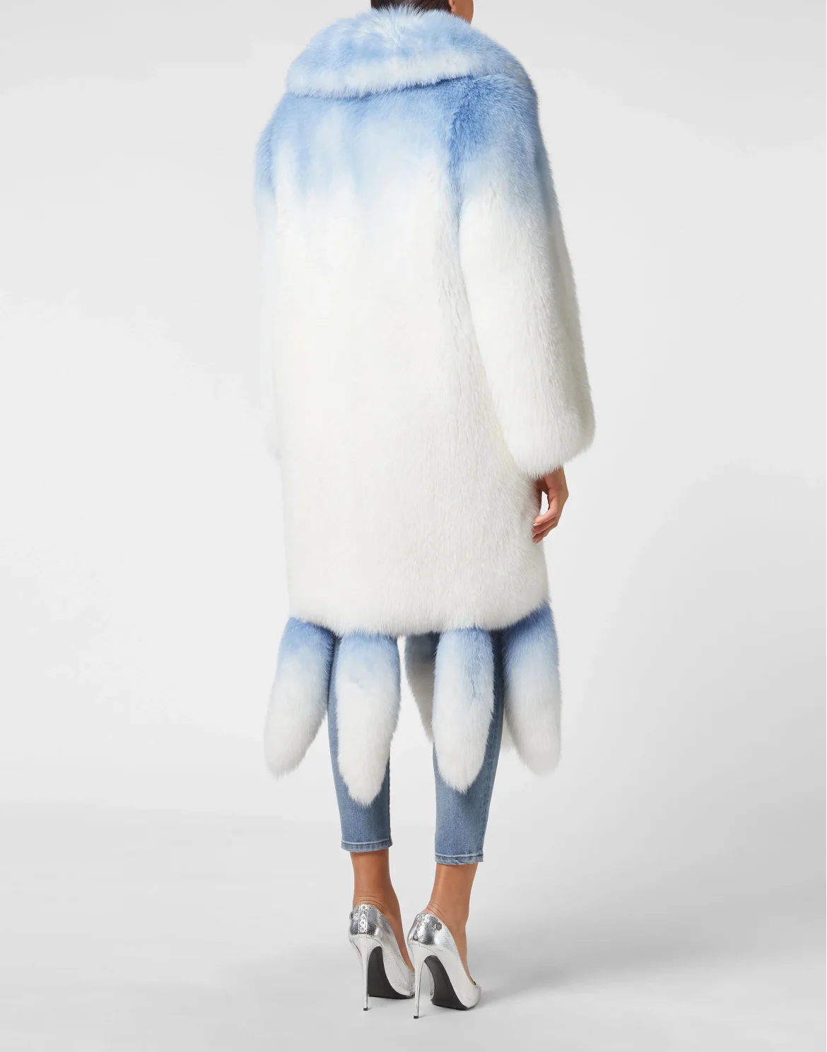 LONG SILVER FOX COAT, цвет: Мультиколор