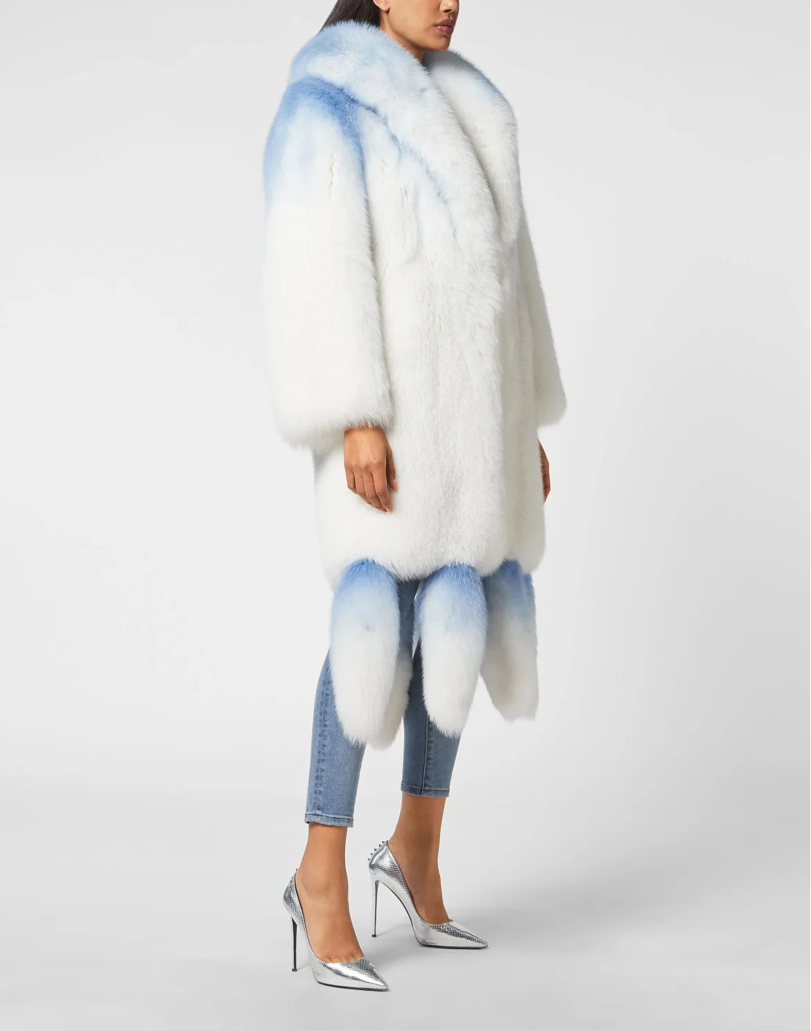 LONG SILVER FOX COAT, цвет: Мультиколор