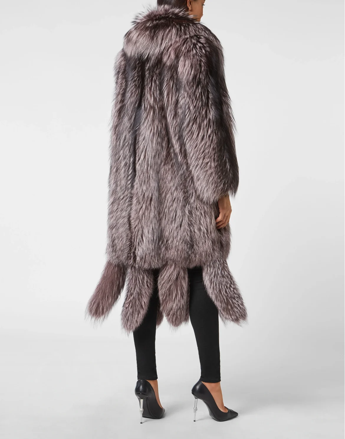 LONG SILVER FOX COAT, цвет: Розовый