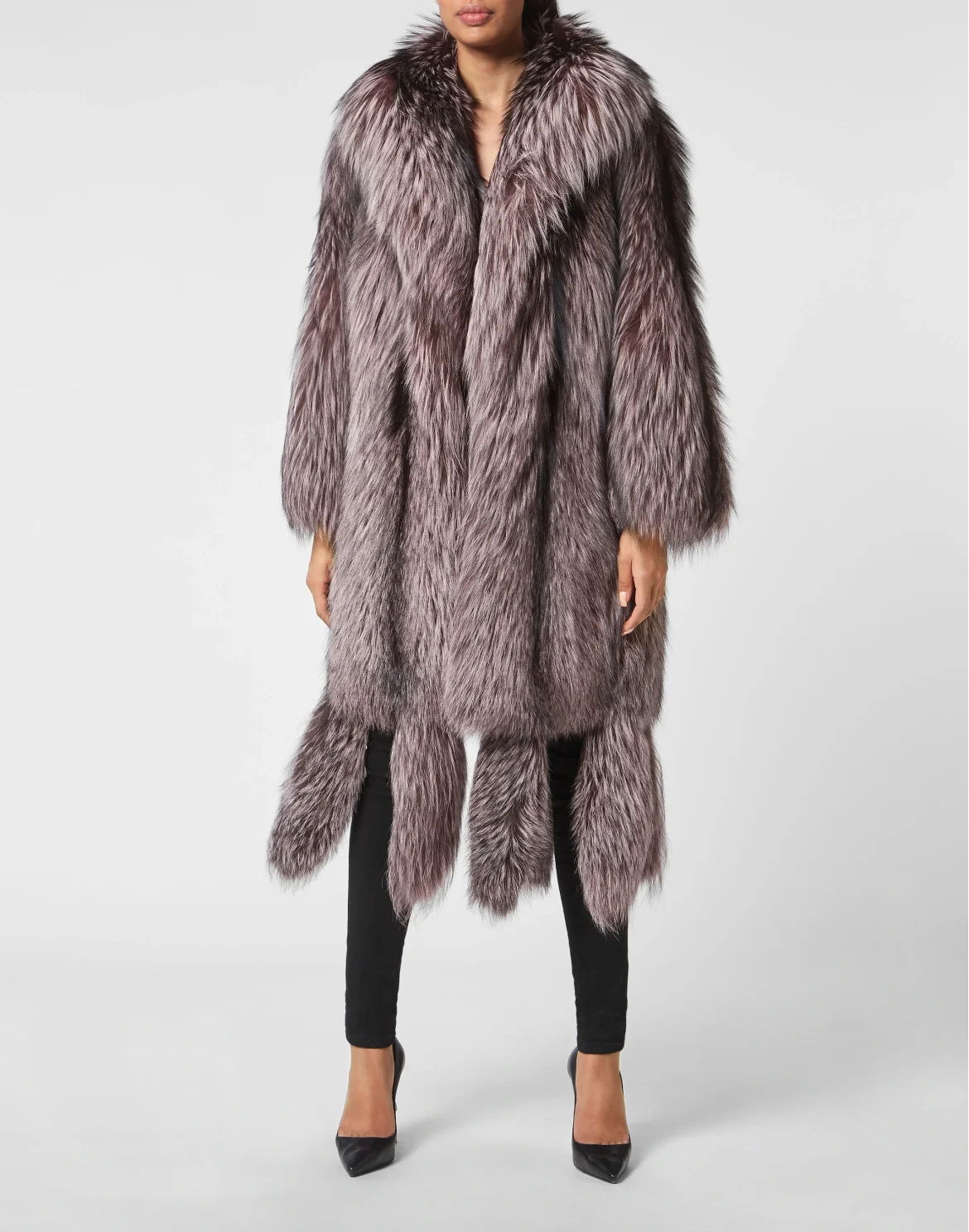LONG SILVER FOX COAT, цвет: Розовый