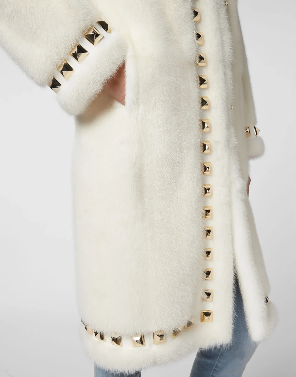 Long Fur Mink Coat, цвет: Белый