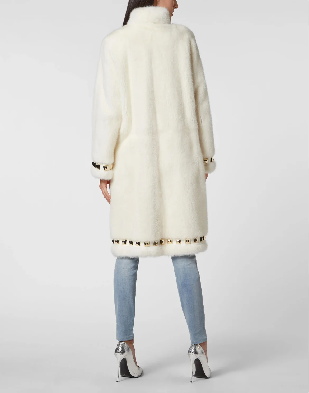 Long Fur Mink Coat, цвет: Белый