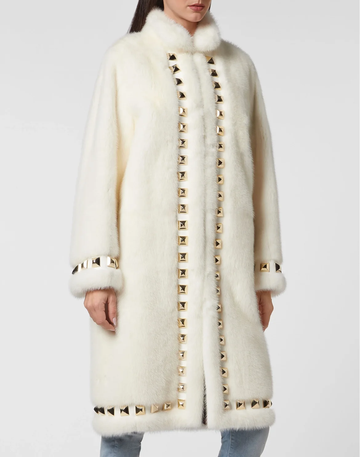 Long Fur Mink Coat, цвет: Белый
