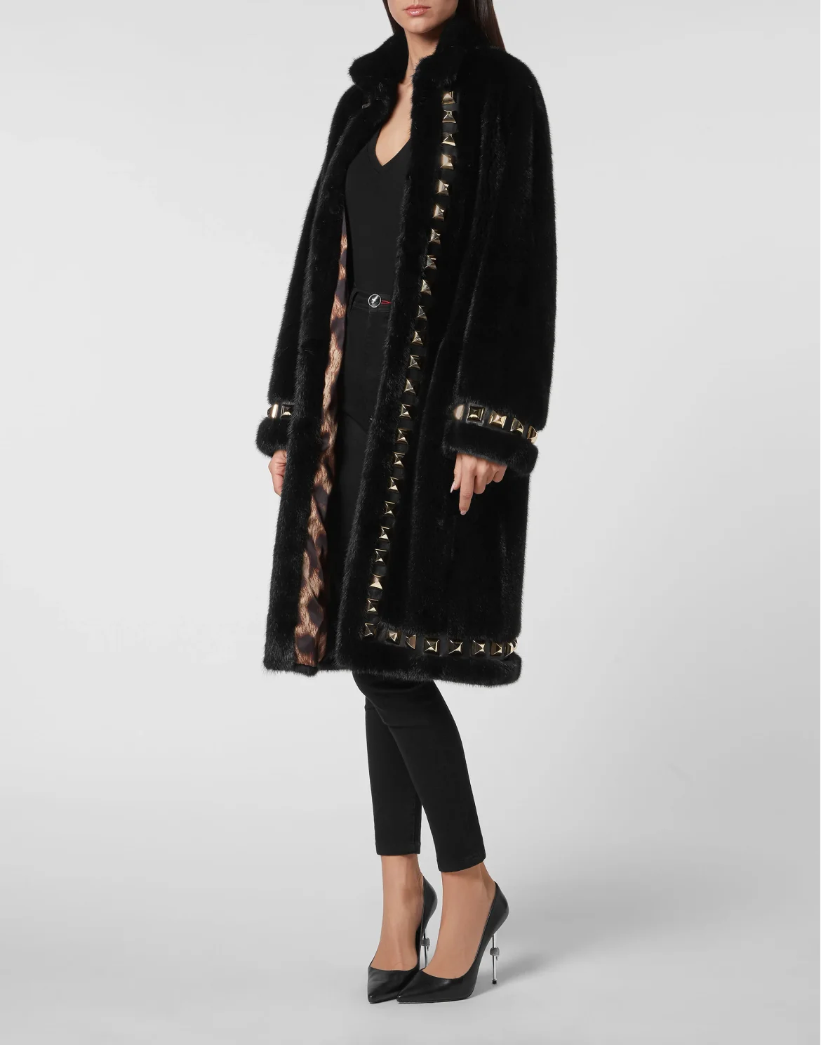 Long Fur Mink Coat, цвет: Черный