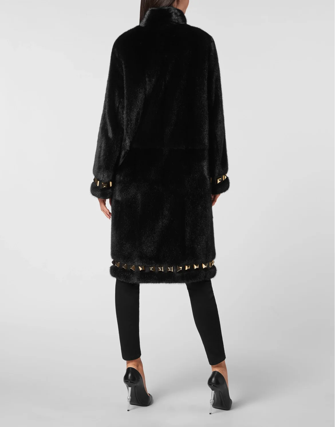 Long Fur Mink Coat, цвет: Черный