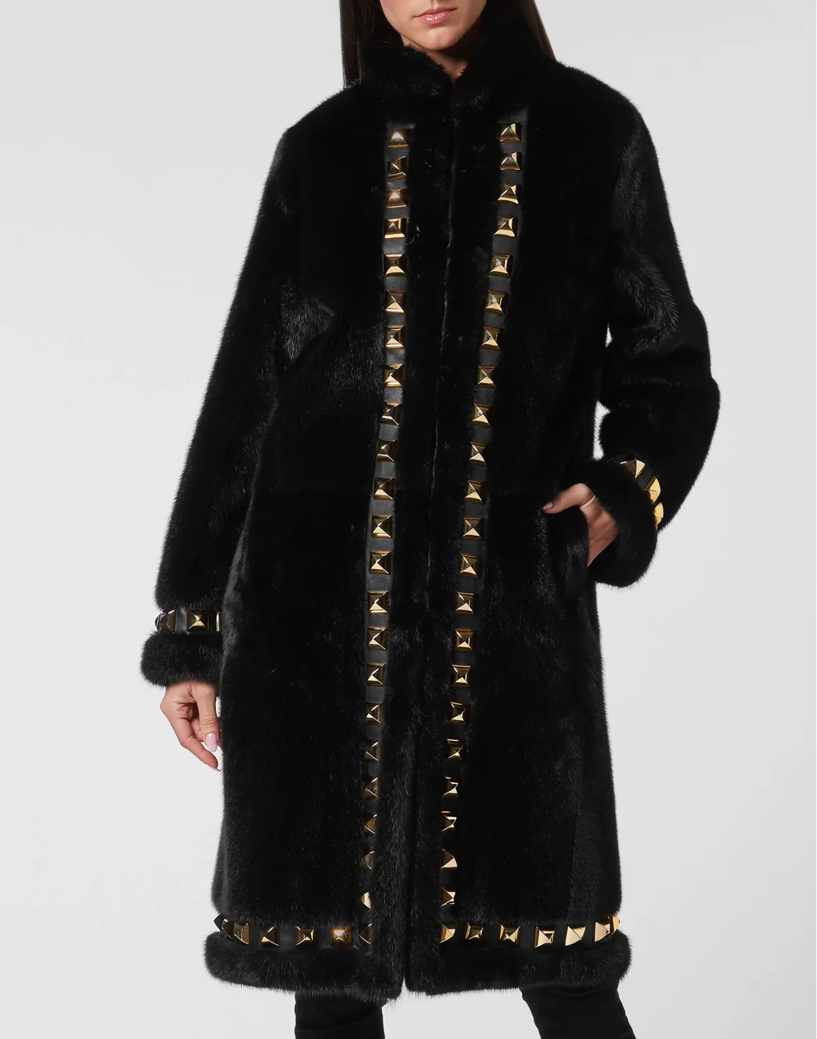 Long Fur Mink Coat, цвет: Черный