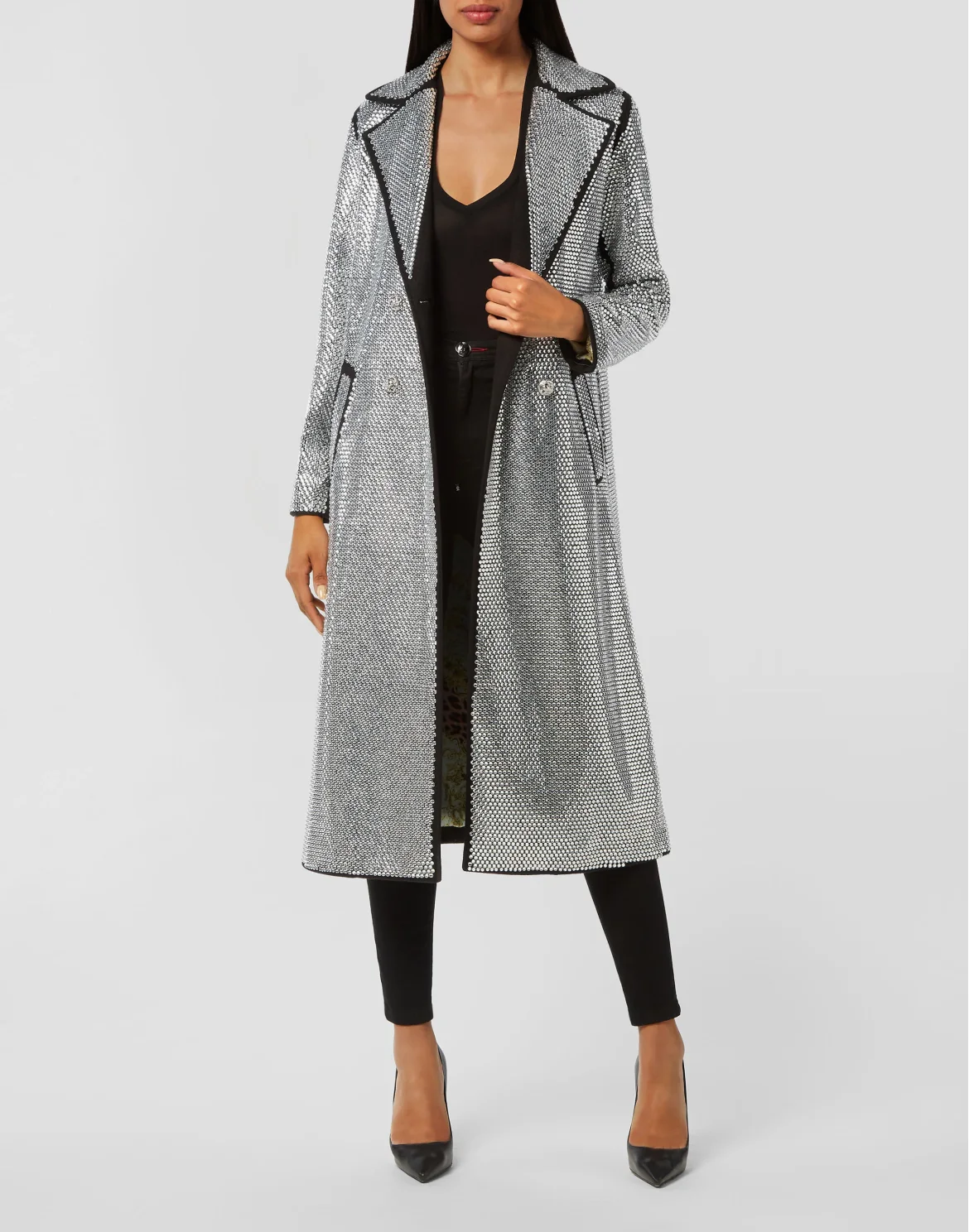 Coat Long with Crystals, цвет: Черный