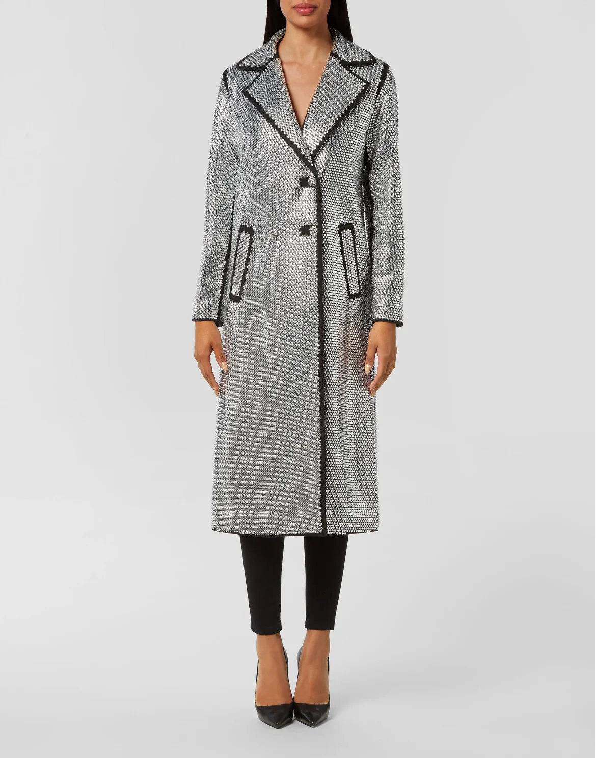 Coat Long with Crystals, цвет: Черный