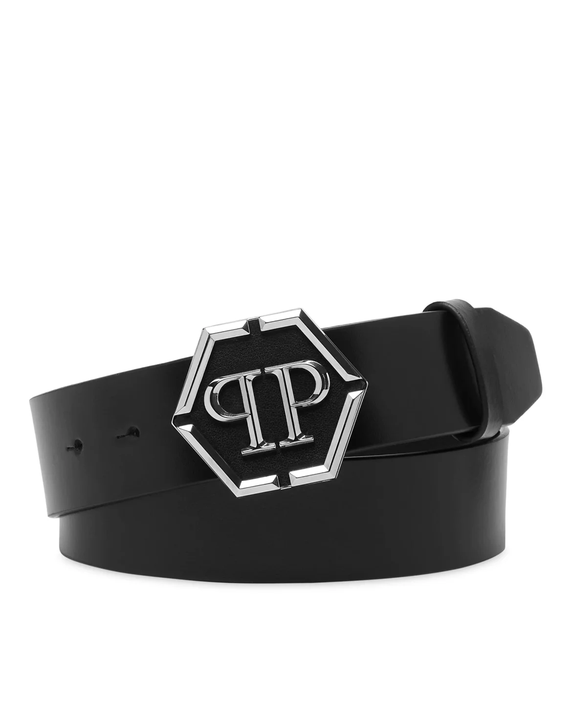 Leather Belt Hexagon, цвет: Черный