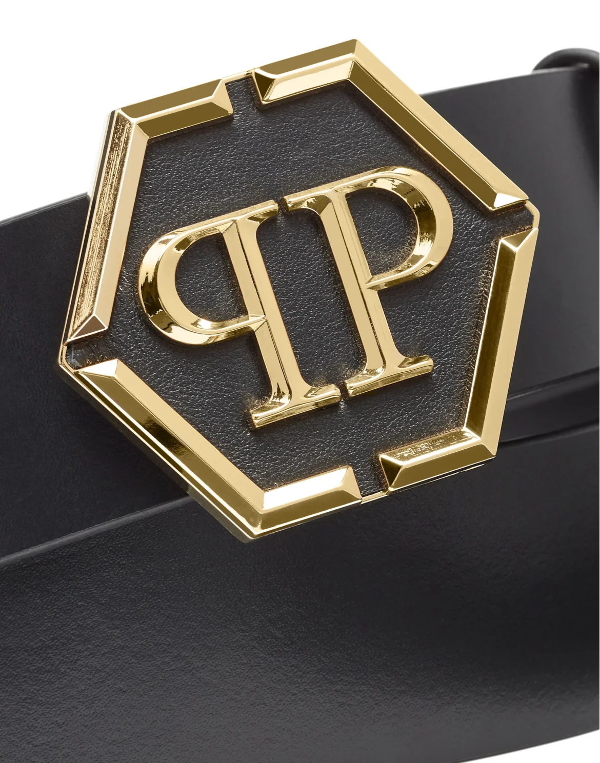 Leather Belt Hexagon, цвет: Черный
