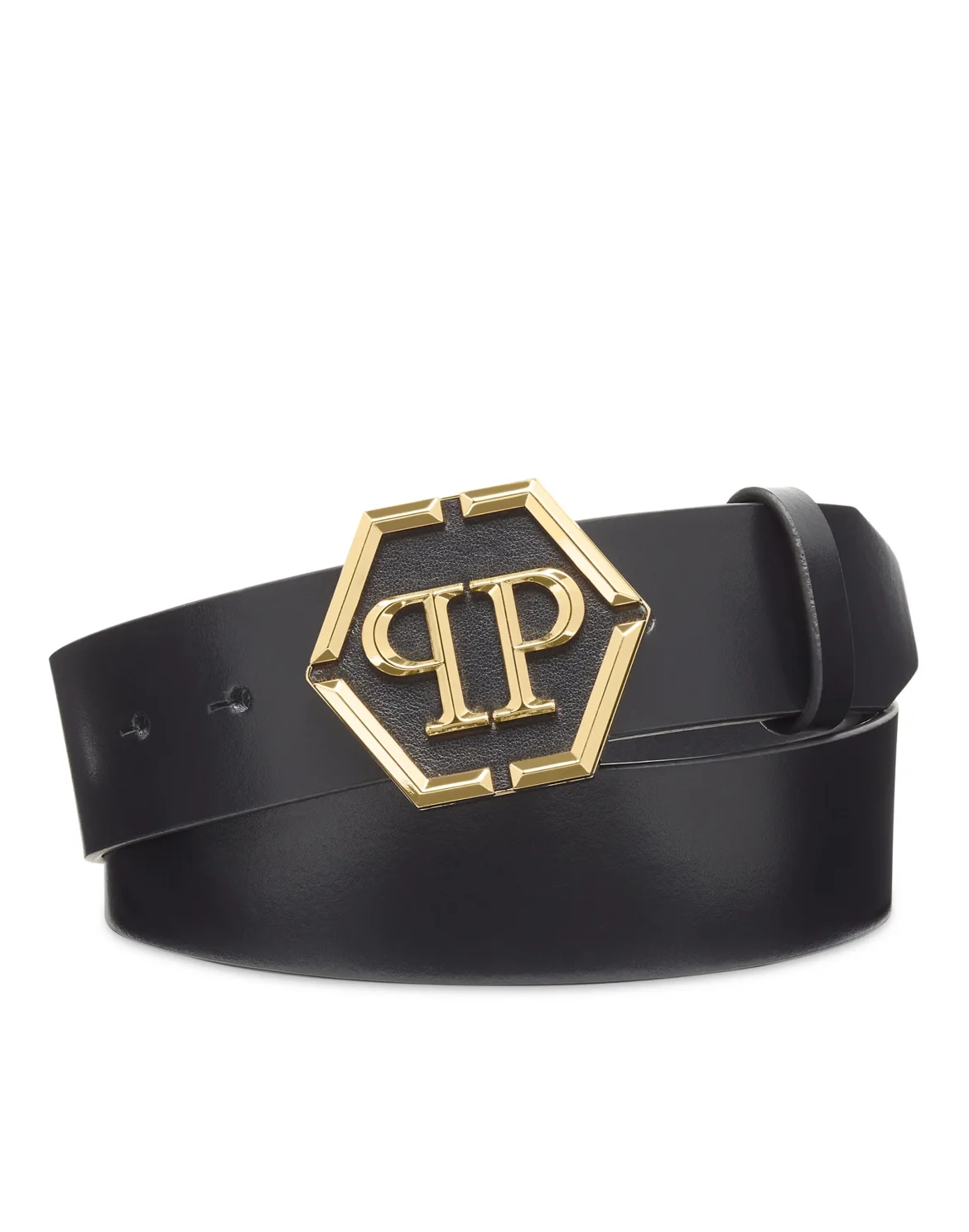 Leather Belt Hexagon, цвет: Черный