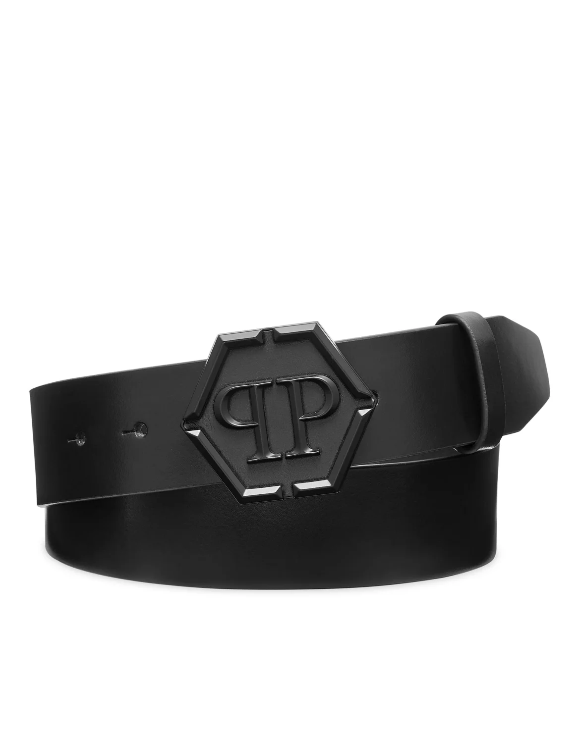 Leather Belt Hexagon, цвет: Черный
