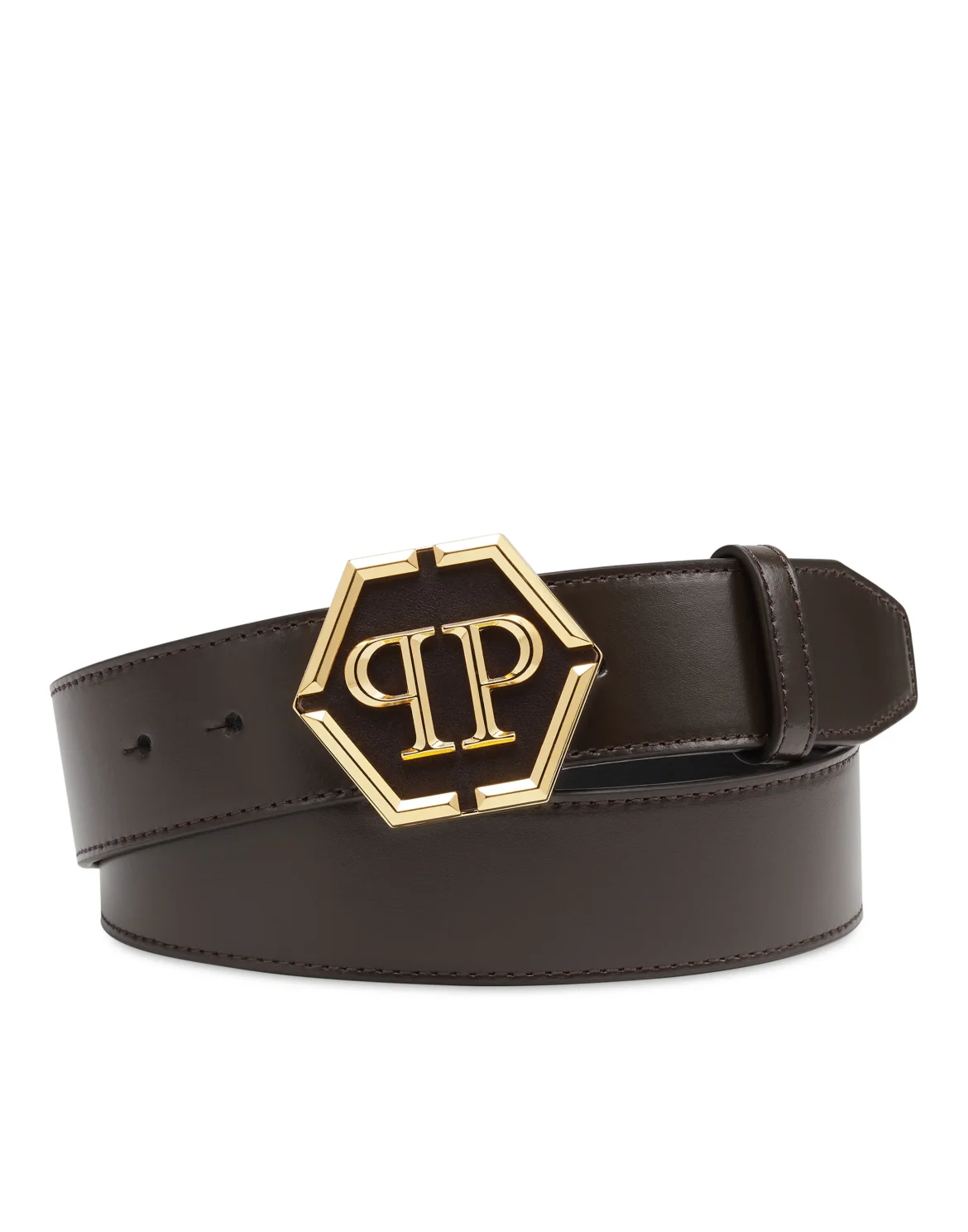 Leather Belt Hexagon, цвет: Золотой
