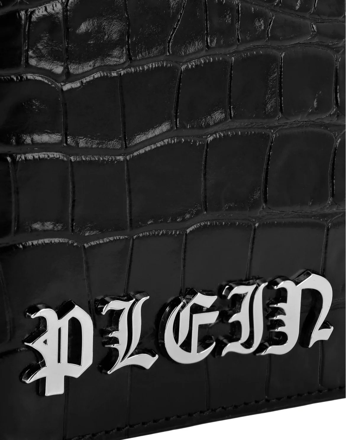 Crocco Printed Leather Passport Cover Gothic Plein, цвет: Черный