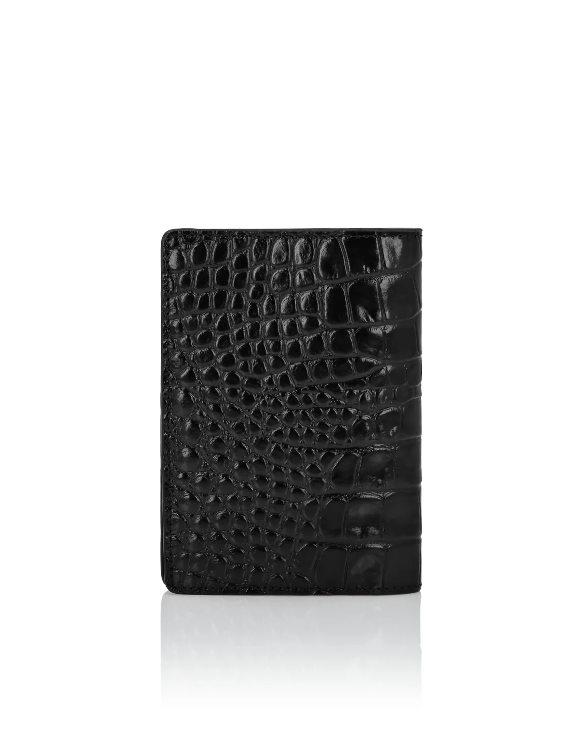 Crocco Printed Leather Passport Cover Gothic Plein, цвет: Черный