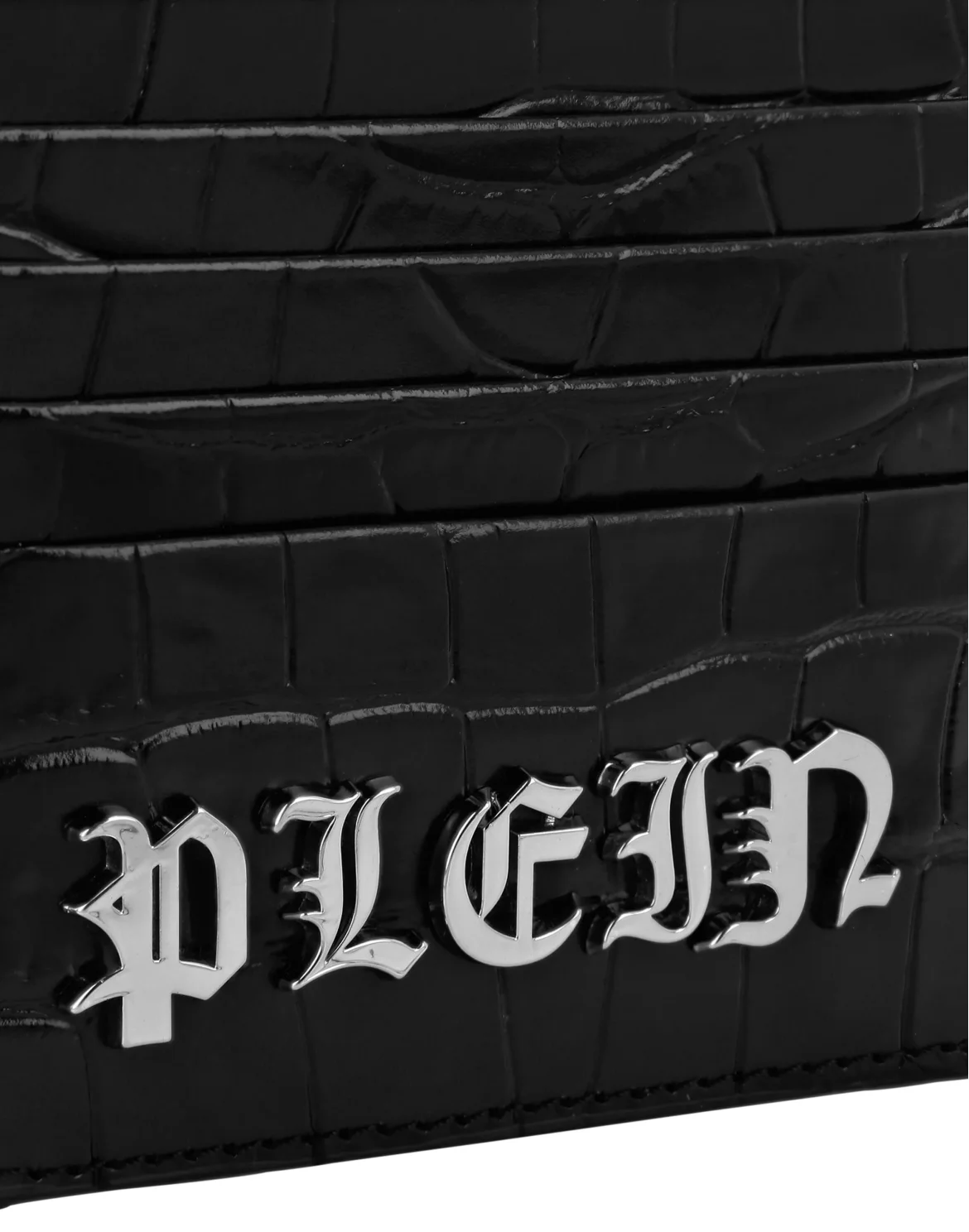 Crocco Printed Leather Credit Cards Holder Gothic Plein, цвет: Черный