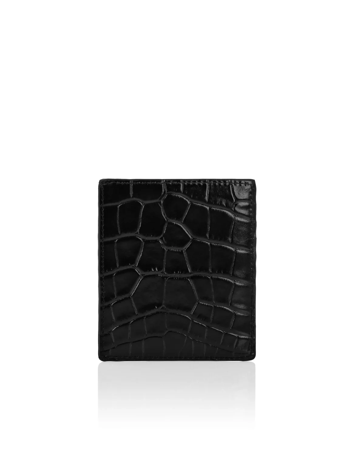 Crocco Printed Leather Credit Cards Holder Gothic Plein, цвет: Черный