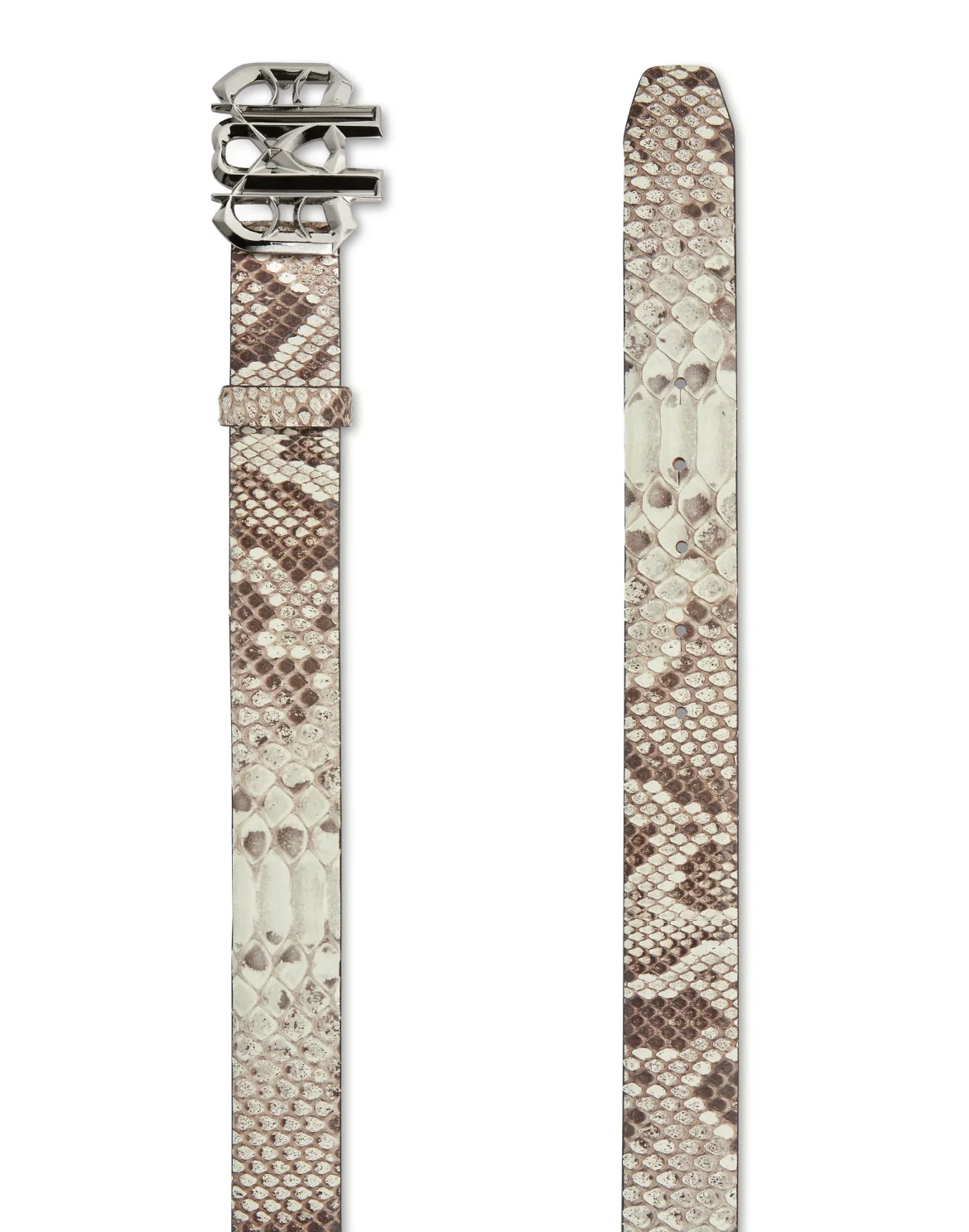 Python Leather Belt Gothic Plein, цвет: Бежевый