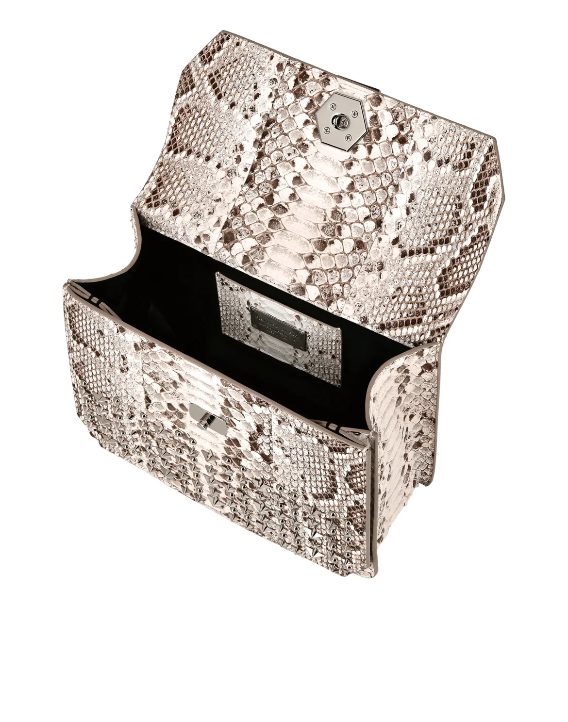 Medium Python Handle Bag Superheroine STUDS, цвет: Бежевый