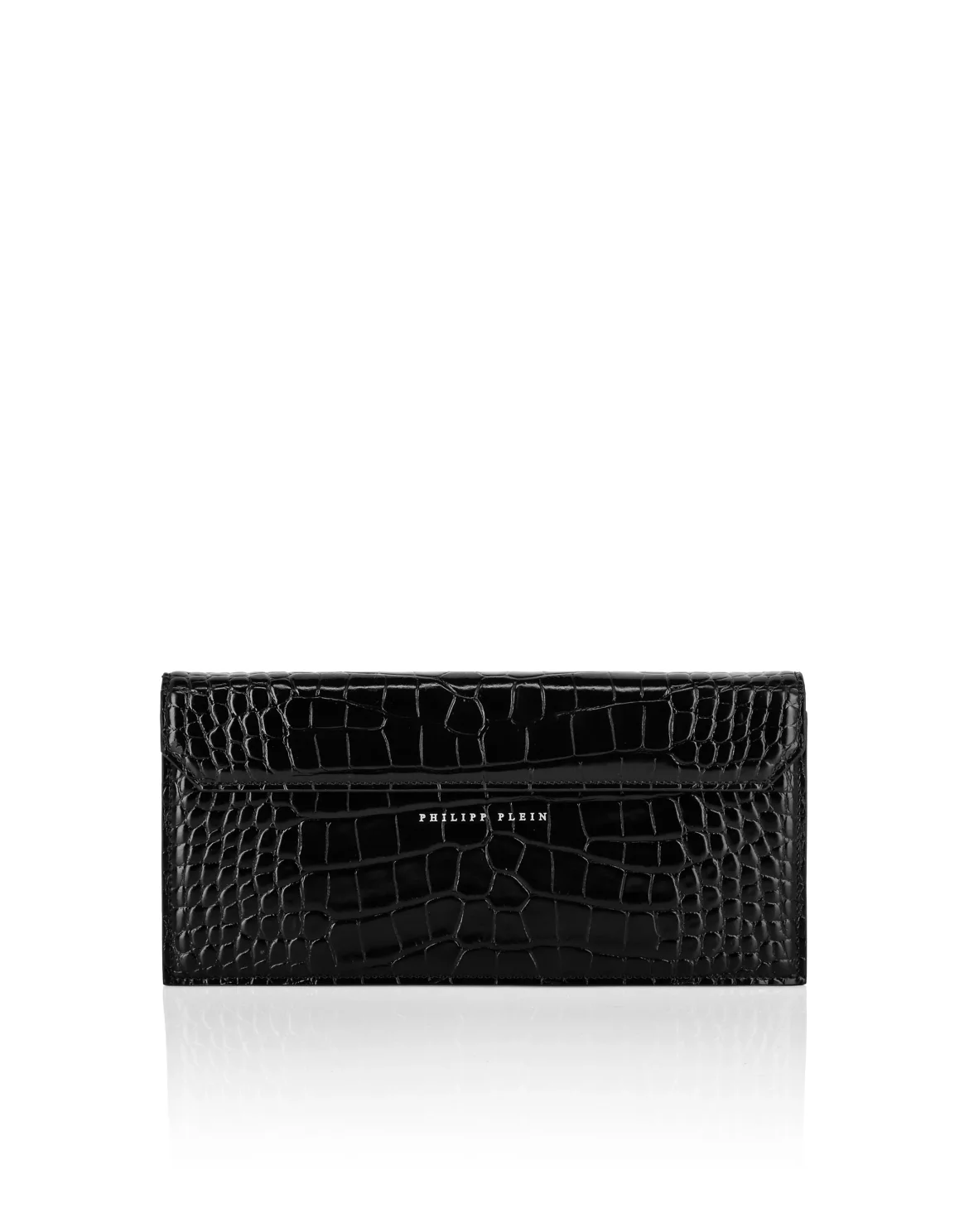 Crocco Embossed Leather Baguette Handle Bag Skull, цвет: Черный