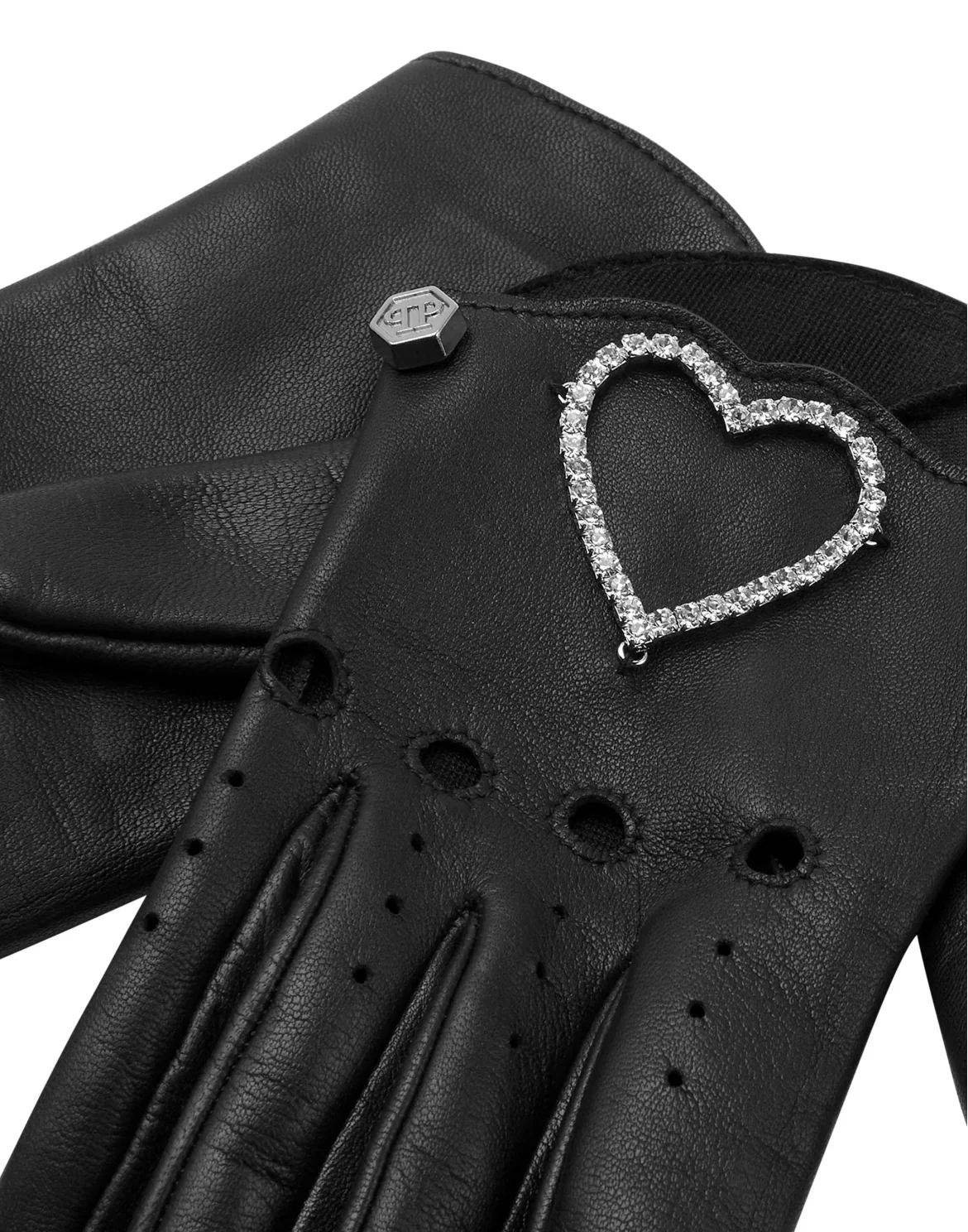 Strass Nappa Mid-Gloves Heart, цвет: Черный
