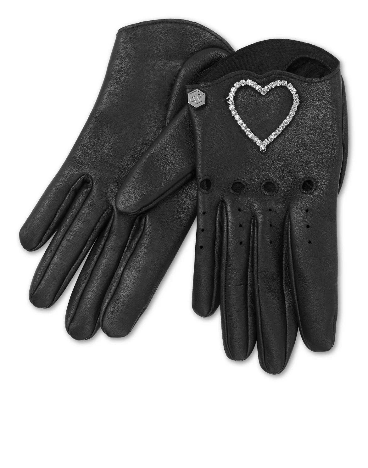 Strass Nappa Mid-Gloves Heart, цвет: Черный
