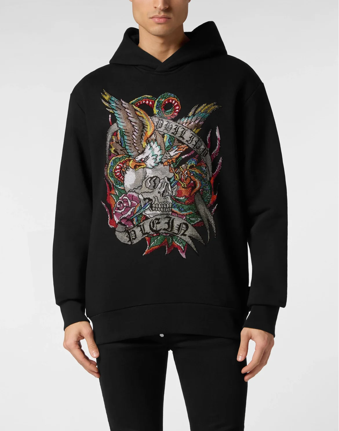 Hoodie Sweatshirt Crystal Tattoo, цвет: Черный