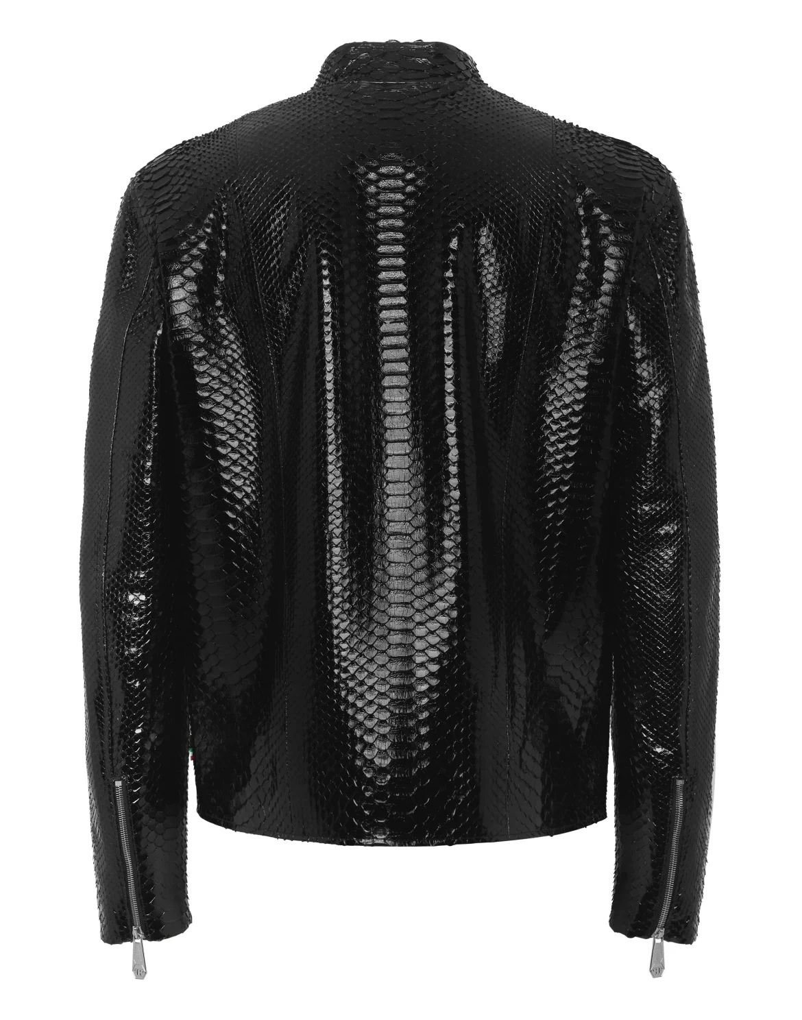 Python Leather Moto Jacket, цвет: Черный