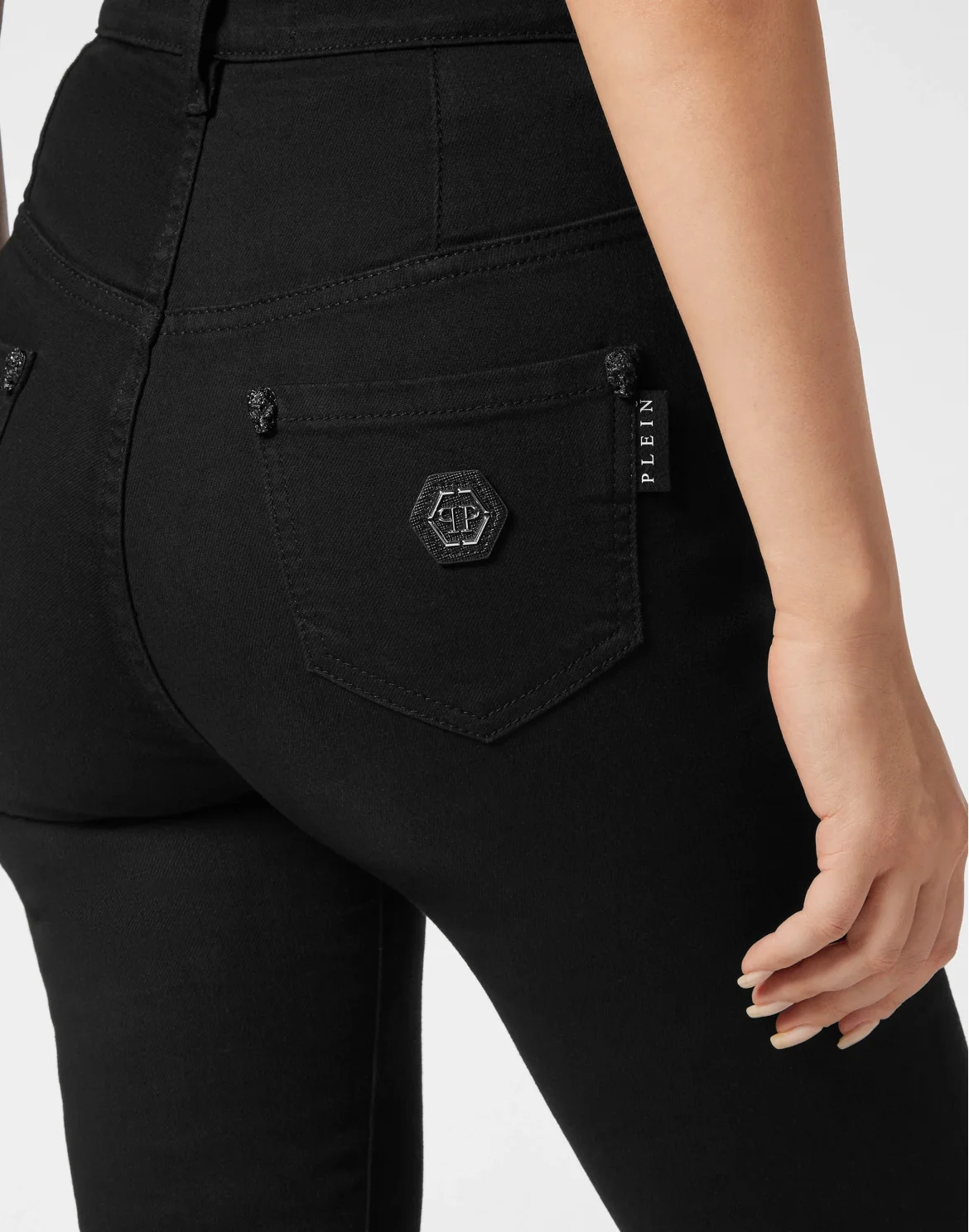 Crystal Skull Denim Super High Waist Jegging, цвет: Черный