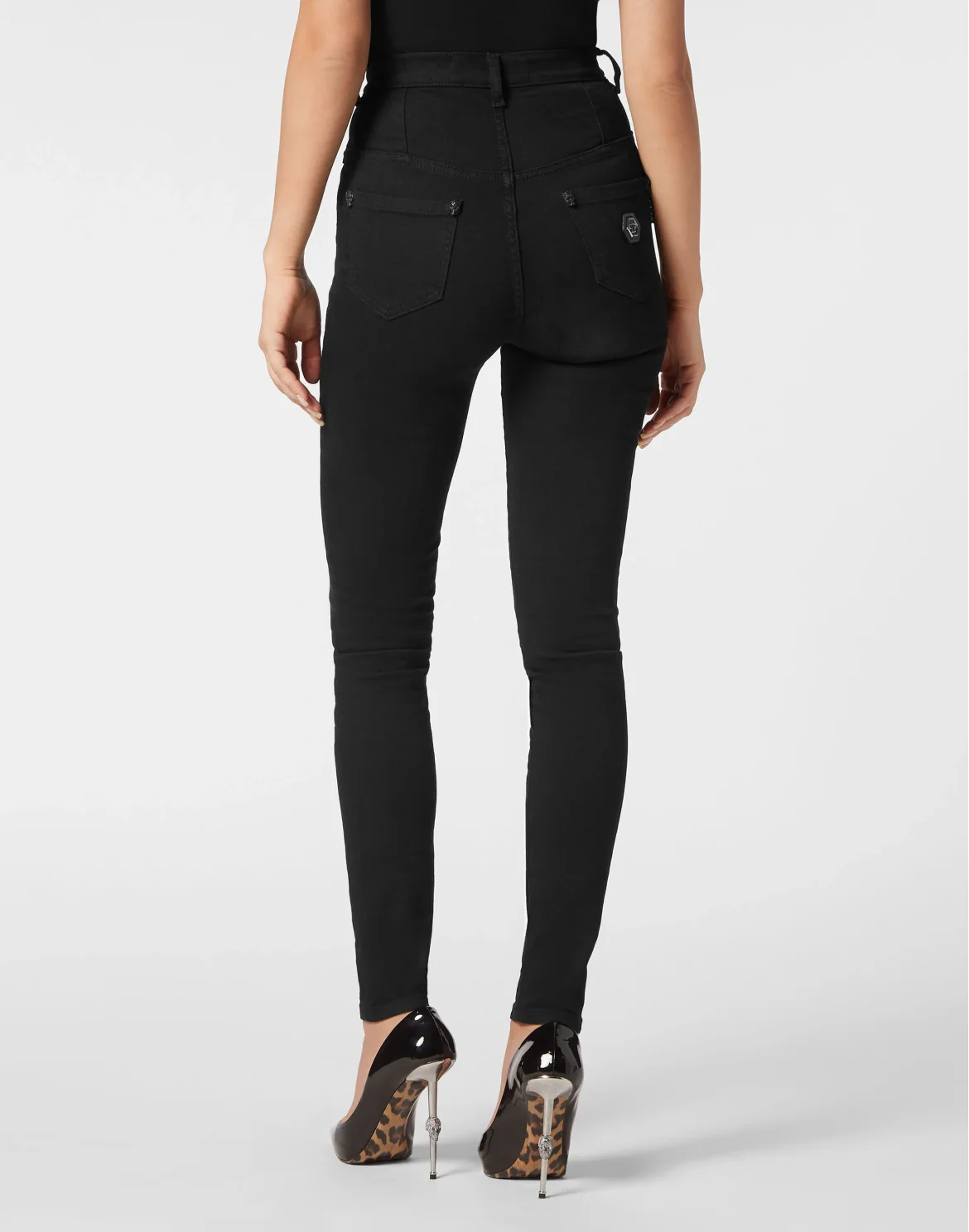 Crystal Skull Denim Super High Waist Jegging, цвет: Черный