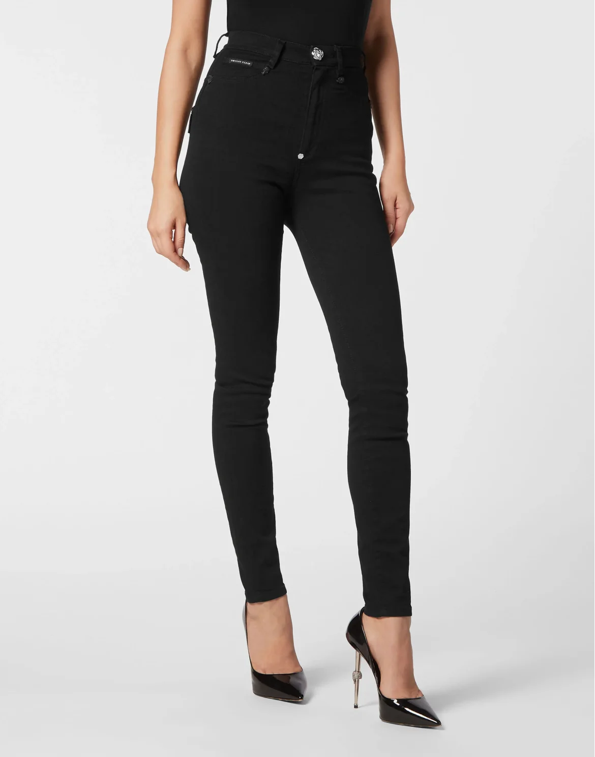 Crystal Skull Denim Super High Waist Jegging, цвет: Черный