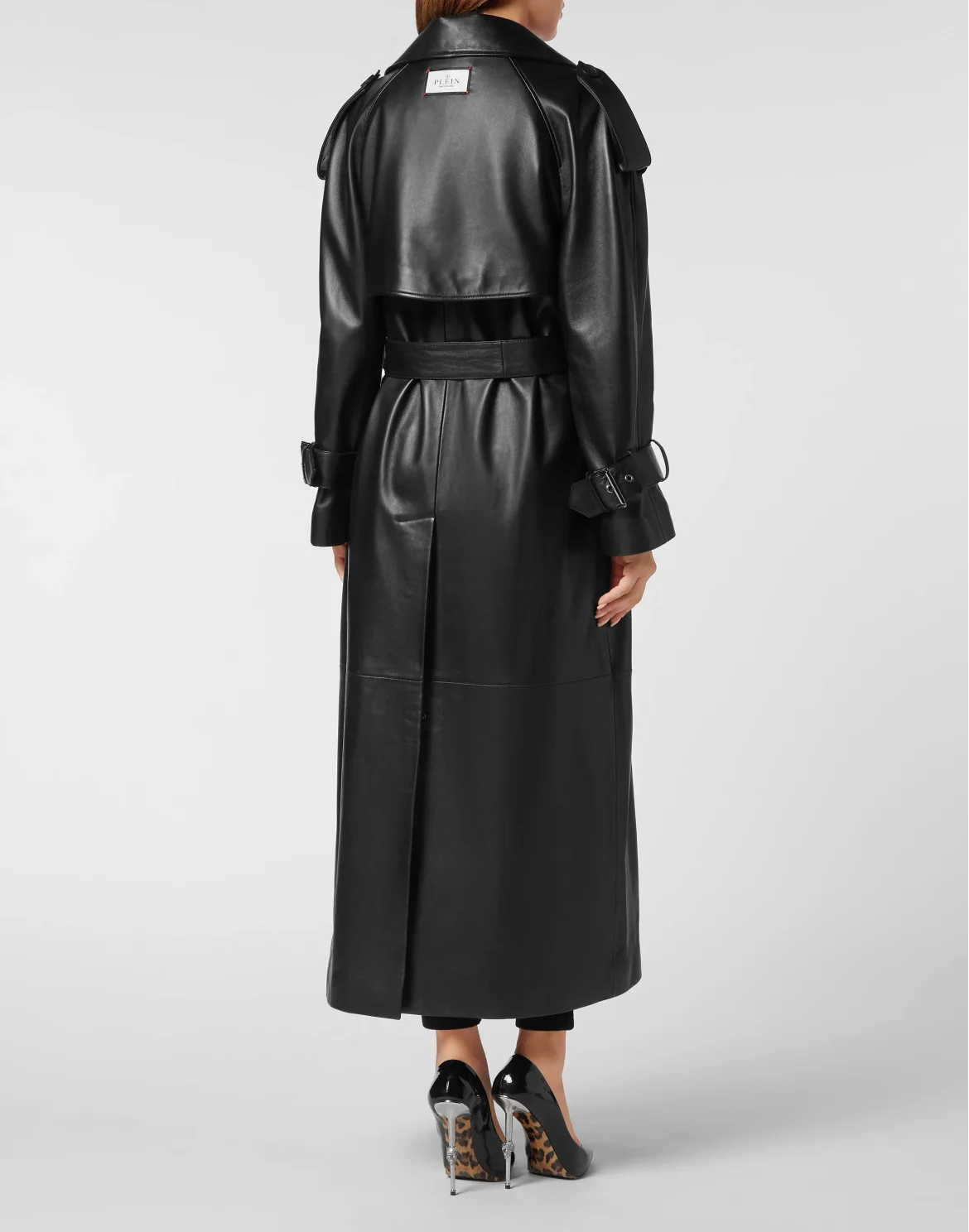 Leather Long Trench Coat, цвет: Черный