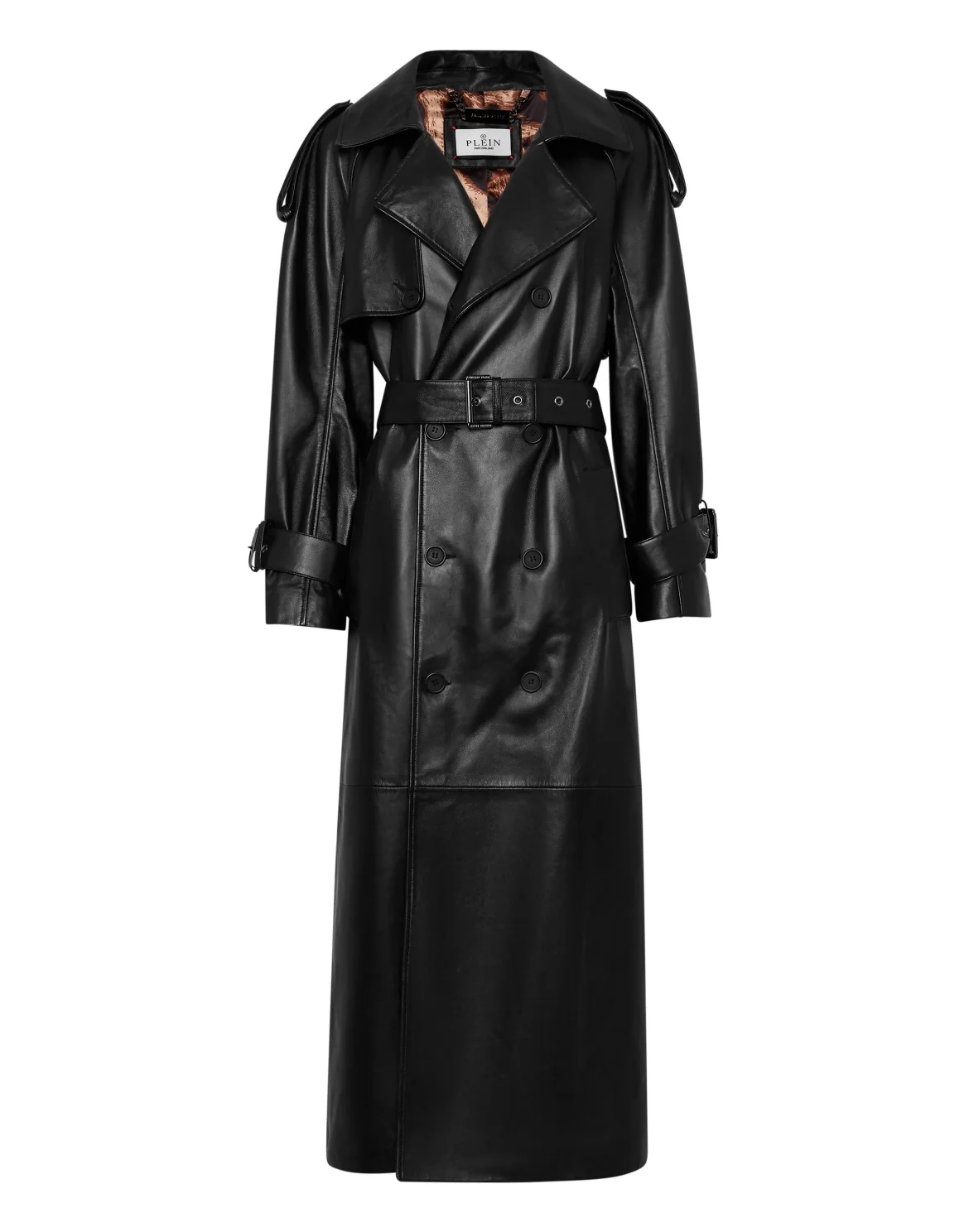 Leather Long Trench Coat, цвет: Черный