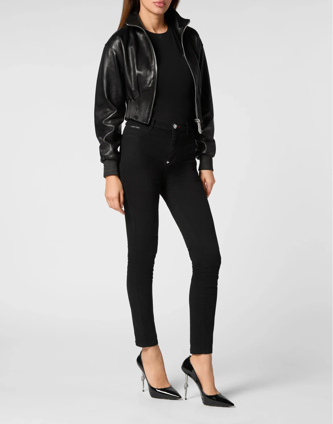 Leather Basic Bomber, цвет: Черный