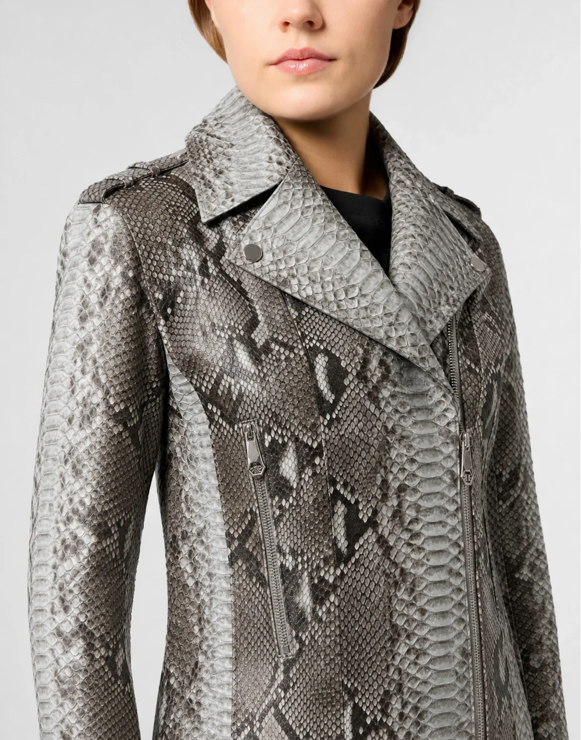 Python Leather Jacket Pitone, цвет: Бежевый