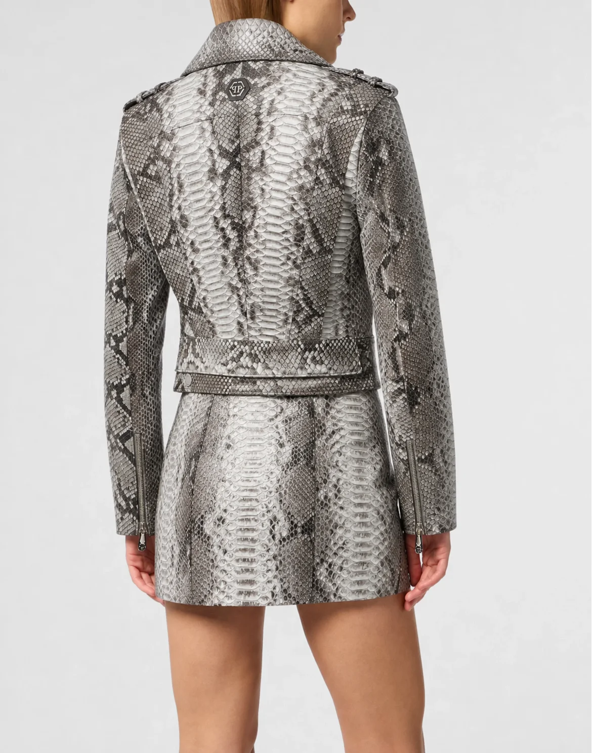 Python Leather Jacket Pitone, цвет: Бежевый