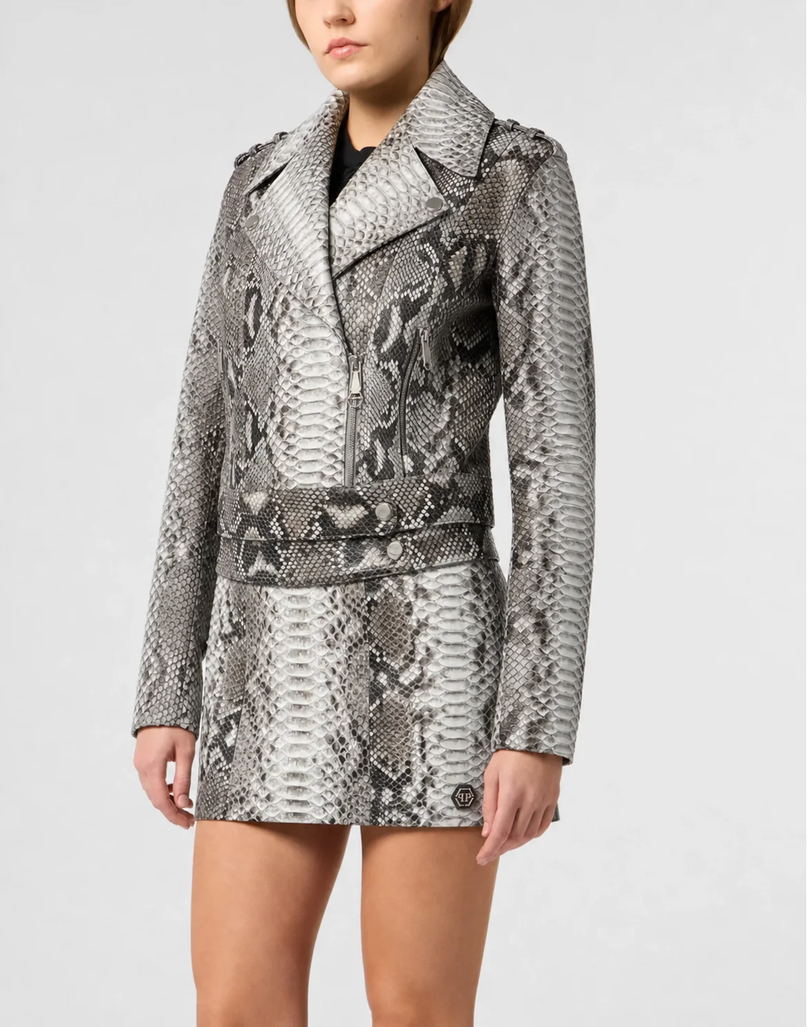 Python Leather Jacket Pitone, цвет: Бежевый