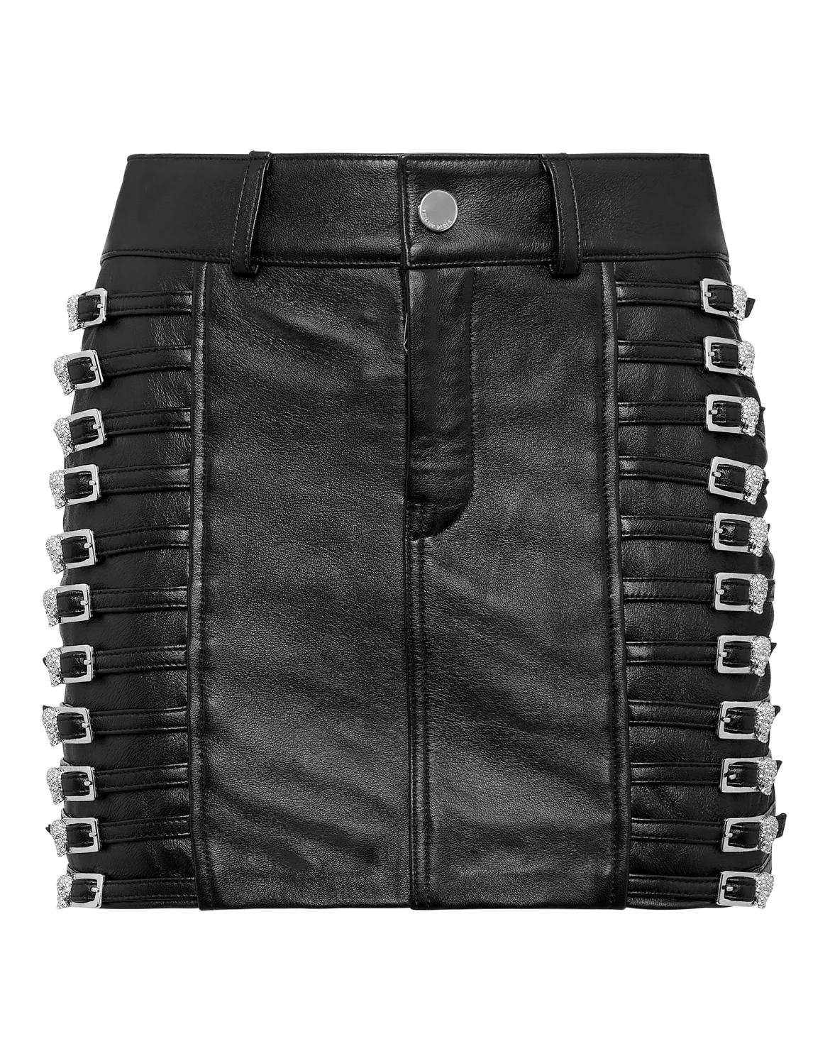 Leather Skirt Mini Crystal Skull, цвет: Черный