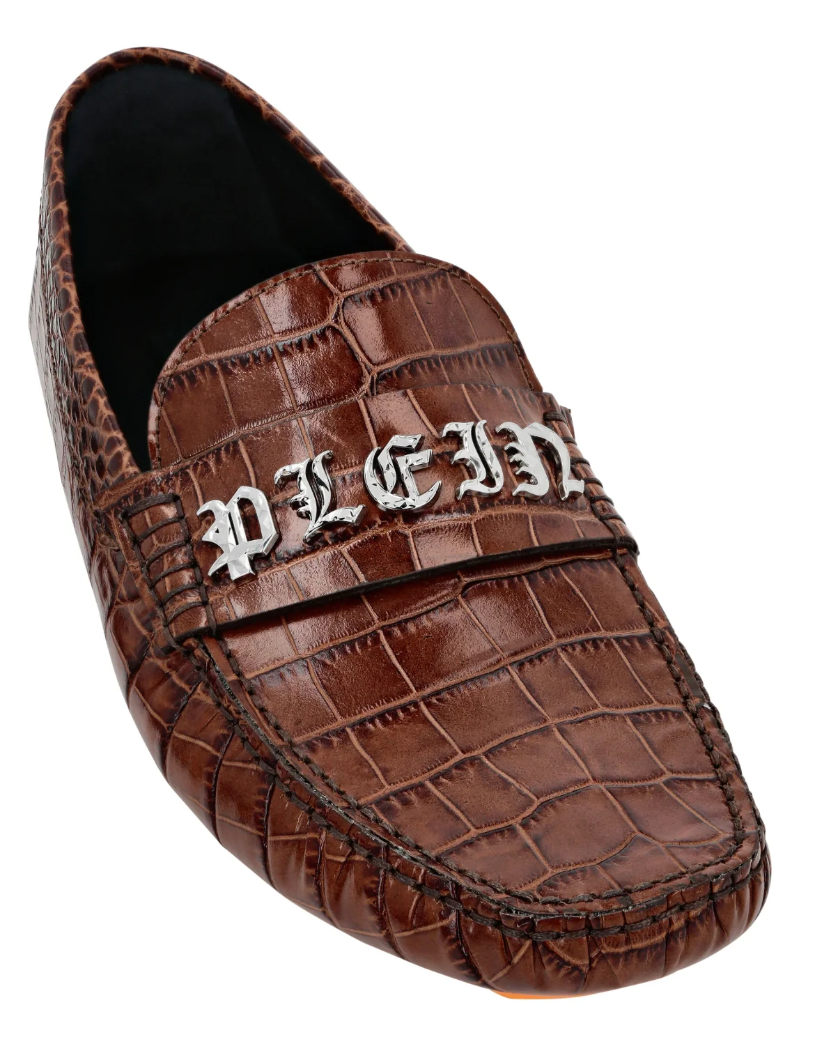 Printed Crocco Leather Drivers Shoes, цвет: Коричневый