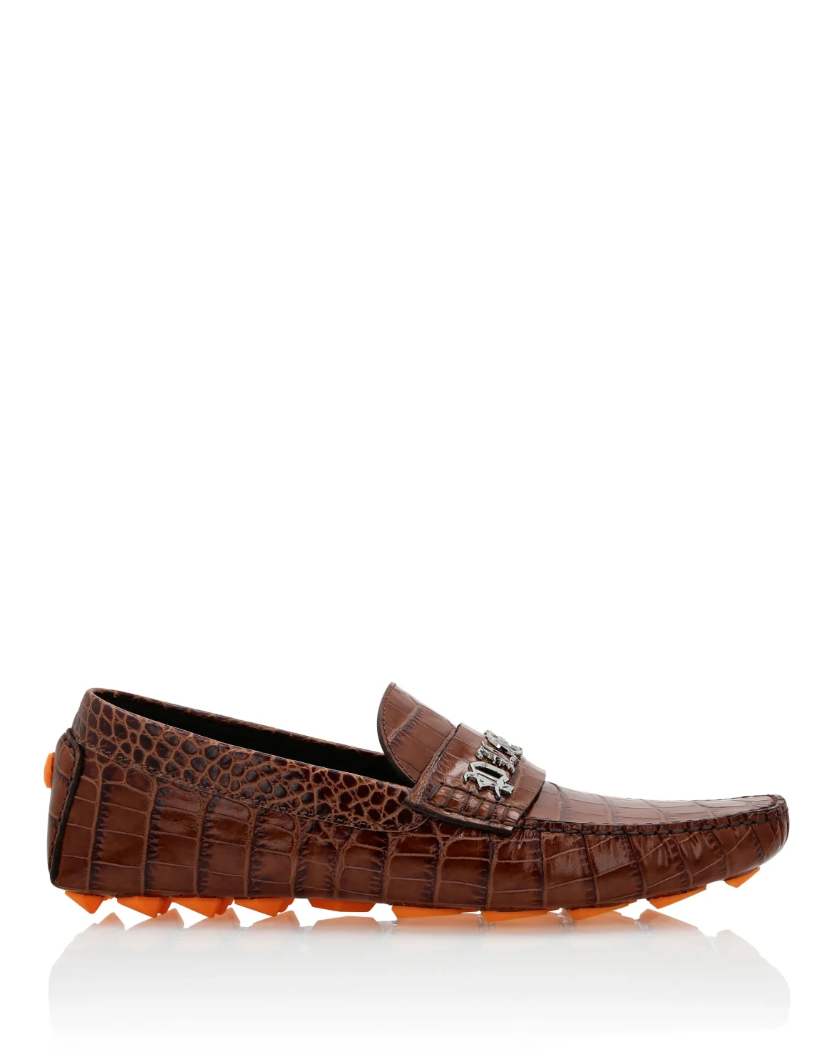 Printed Crocco Leather Drivers Shoes, цвет: Коричневый