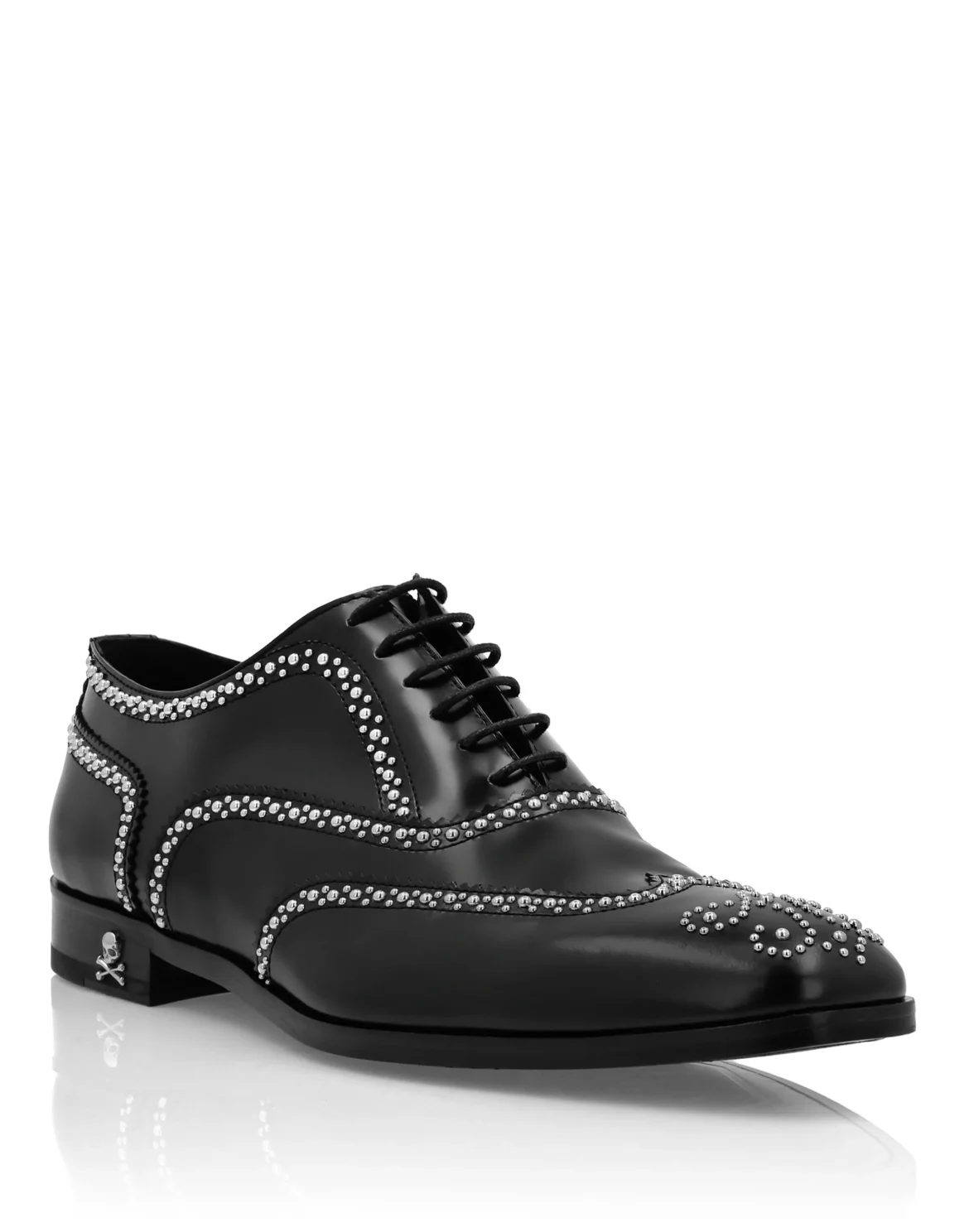 Calf Skin Leather Lace Up Shoes, цвет: Черный