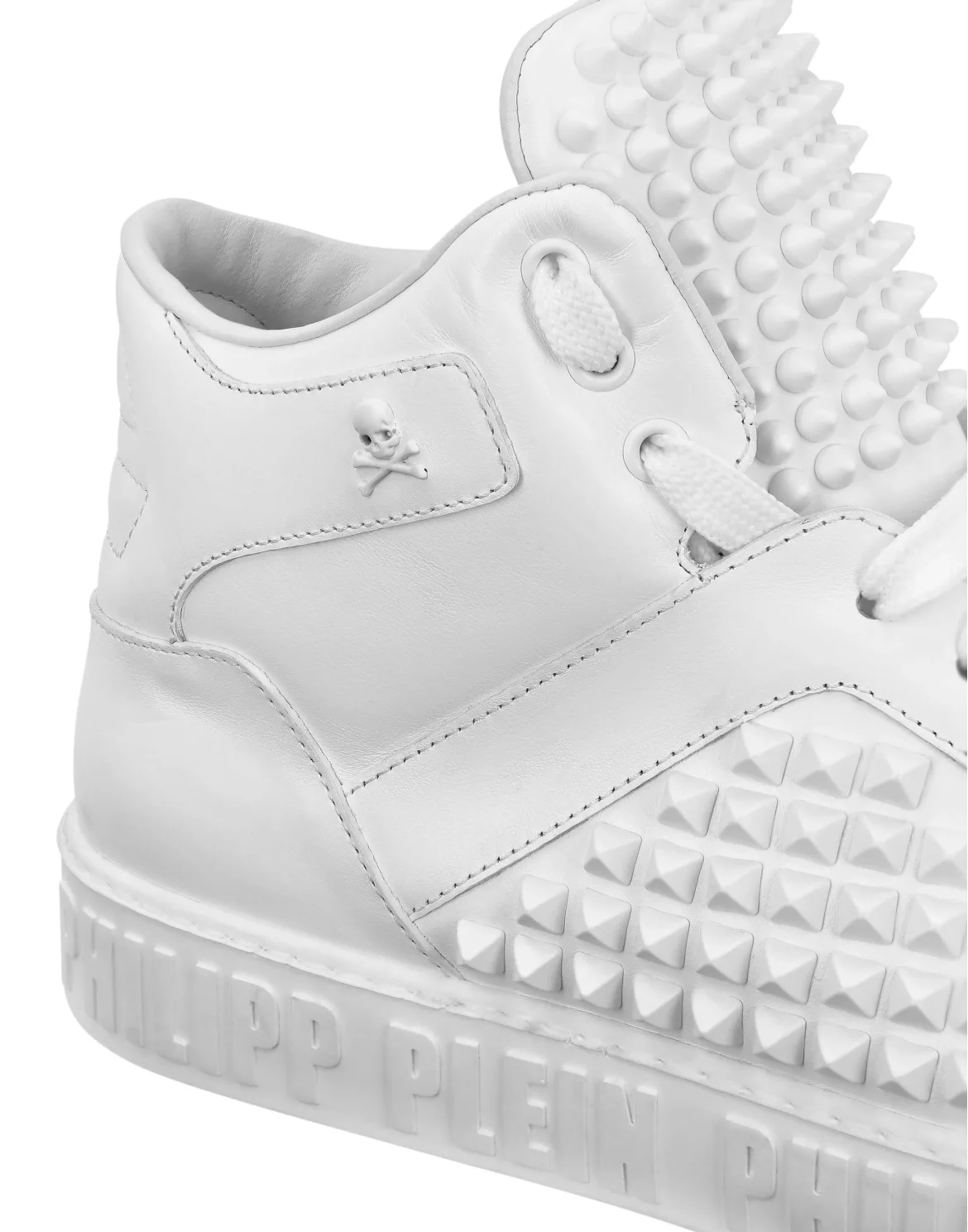 Nappa Leather Mid-Top Sneakers Studs, цвет: Белый