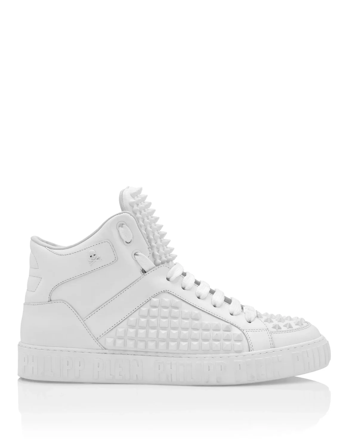 Nappa Leather Mid-Top Sneakers Studs, цвет: Белый