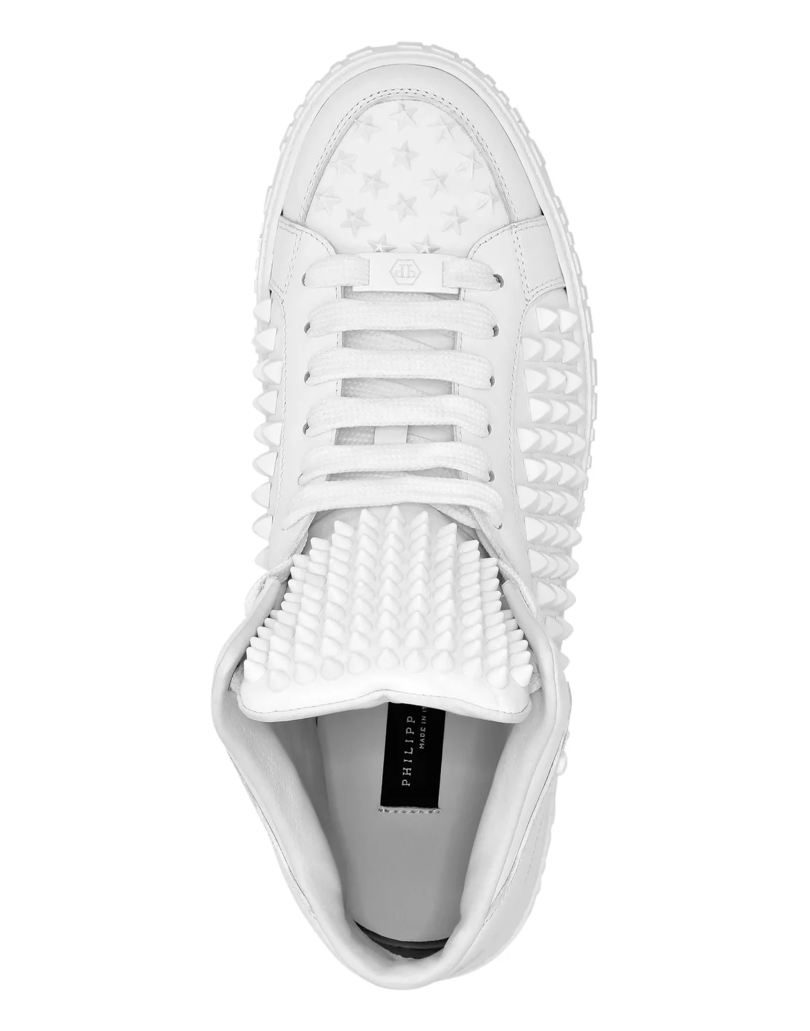 Nappa Leather Mid-Top Sneakers Studs, цвет: Белый