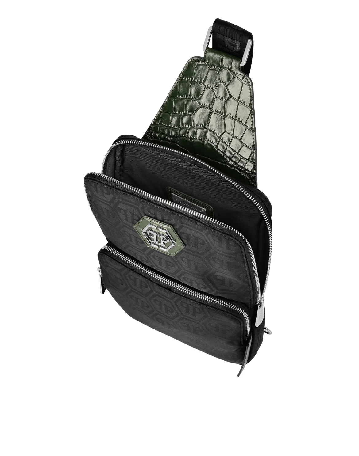 Nylon and Leather Cross-Body Monogram, цвет: Черный