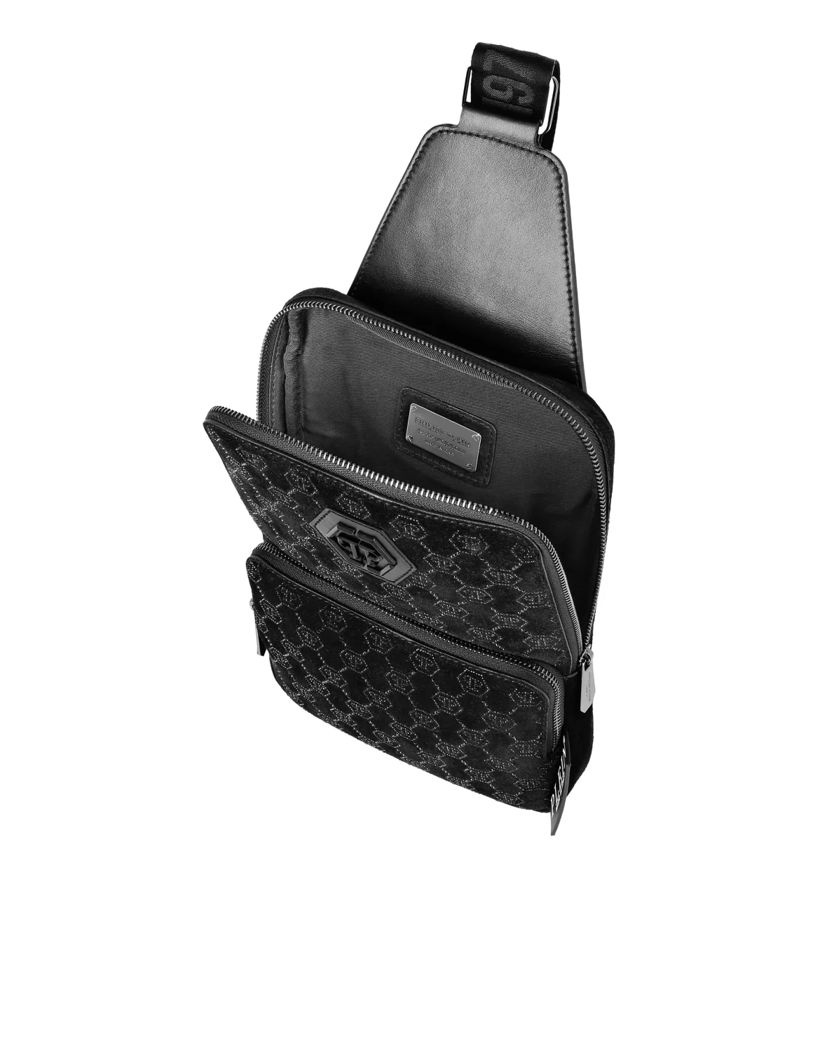 Leather Cross-Body Monogram Strass, цвет: Черный
